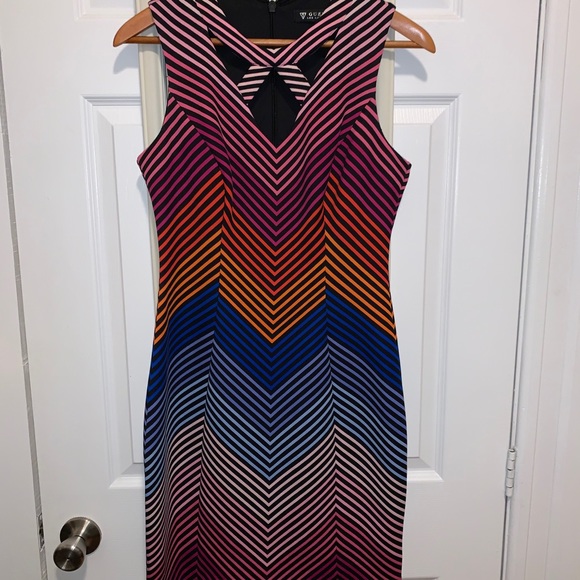 GUESS Rainbow Stripe Midi Dress size 8 - Picture 8 of 9